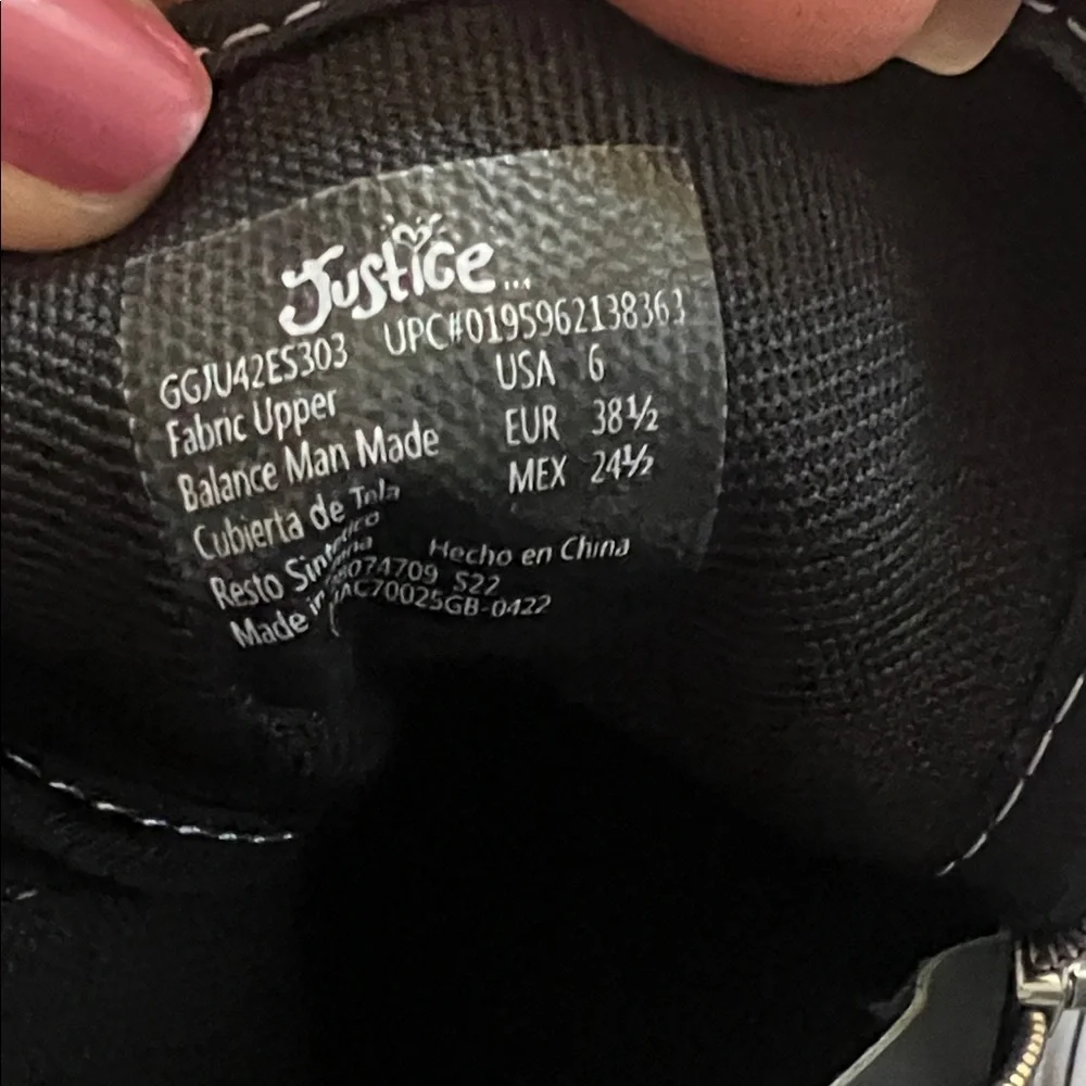 Justice high top shoe